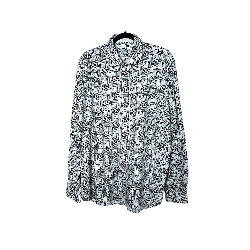 3/$20 💥 Brandolini All Over Graphic Print Button Up Dress Shirt Business Casual